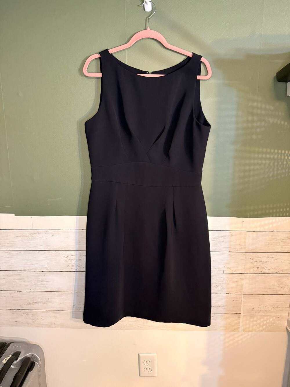 Giorgio Armani Black Sleeveless Sheath Dress with Pleated Bodice‎ Made in Italy